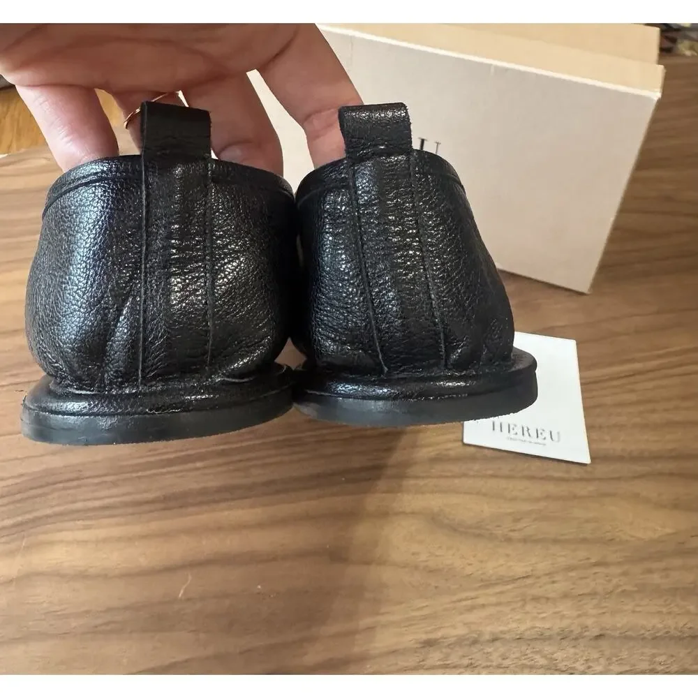 Hereu Dansa 38 / 8 / 7.5 Black Mary Jane Ballet Flat Leather Shoes